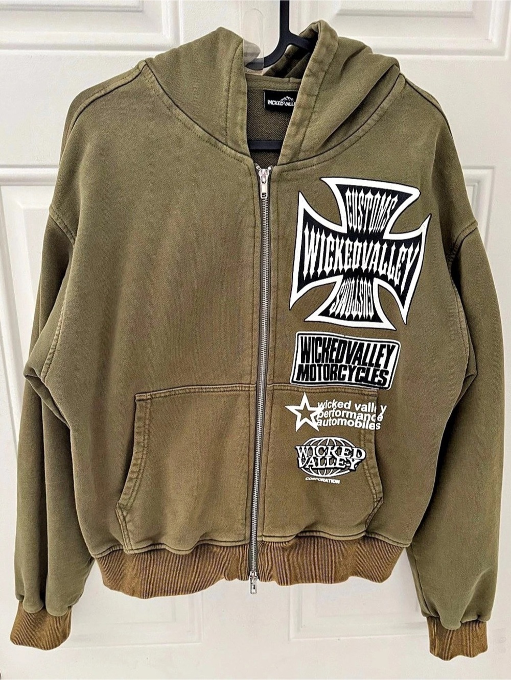 Wicked Valley USA Graphic Zip Hoodie in Green Size XS Like New